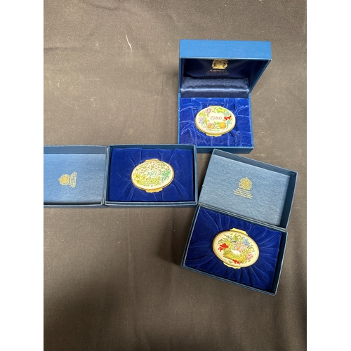 33 - A Trio of Halcyon Days Annual Commemorative Enamel Boxes