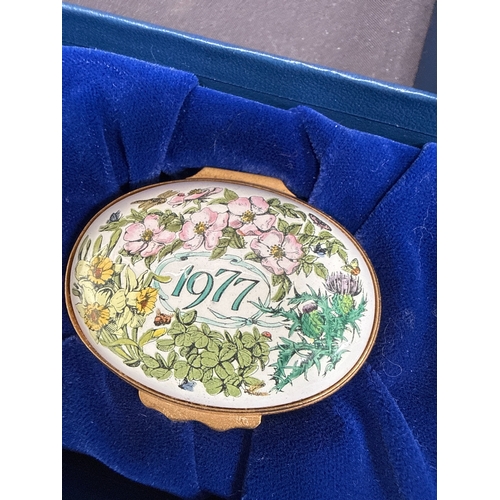 33 - A Trio of Halcyon Days Annual Commemorative Enamel Boxes