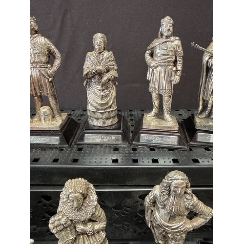 40 - A Set of 13 Cast Metal Figurines Depicting British Monarchs
