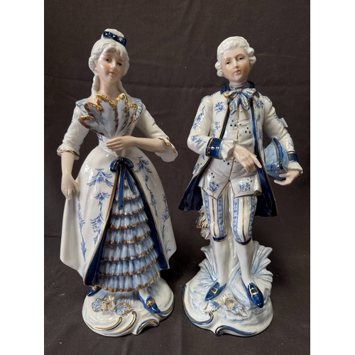 5 - A Pair of KPM Waldenburg Blue and White Porcelain Figurines