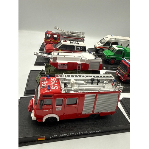 2 - A Collection of 8 Die-Cast Model Fire and Emergency Vehicles Attributed to Del Prado