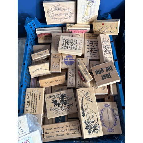 29 - A Collection of Wood-Mounted Rubber Craft Stamps and Decorative Paper