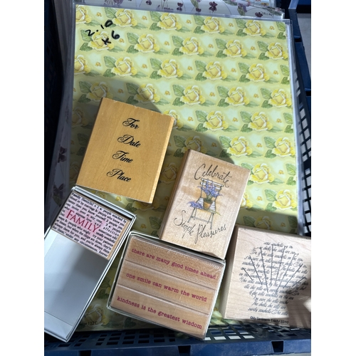 29 - A Collection of Wood-Mounted Rubber Craft Stamps and Decorative Paper