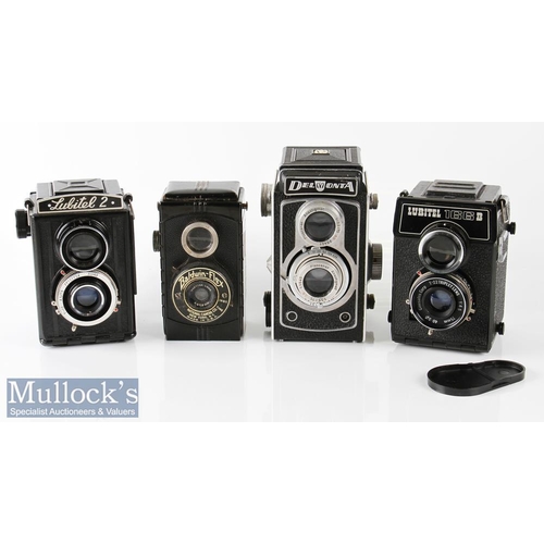 10 - 4x Various TLR Cameras to include Bladwin Flex Maestar lens f.57.5mm, Del Monta Pludcanar 1:3,5/75, ... 