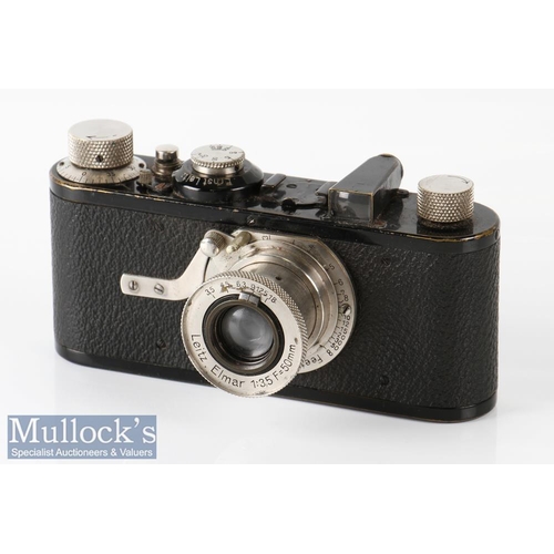 23 - 1929 Leica I 20721 camera with Leitz Elmar 1:3,5 f=50mm lens appears with age related wear, with mak... 