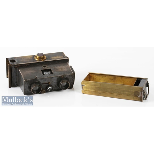 33 - c1890 Negretti & Zambra, London Brass Verascope Camera marked 8561 to reverse with solid brass magaz... 