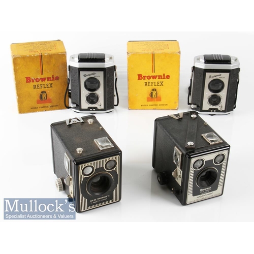 43 - Kodak Brownie Reflex TLR Box Rollfilm Cameras with makers original boxes plus a six-20 Brownie E an... 