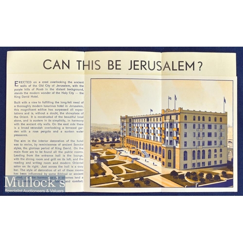 638 - King David Hotel, Jerusalem. 1930s Fine Art Deco style Brochure with 2 artistic illustrations of the... 