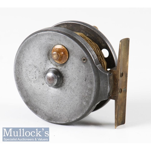 Rare S Allcock Aerial 3 wide spool alloy centre pin reel with