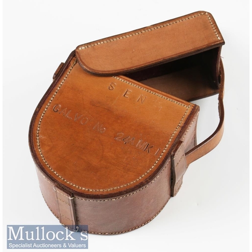 74 - Good Leather Block D shaped reel case  overall 4