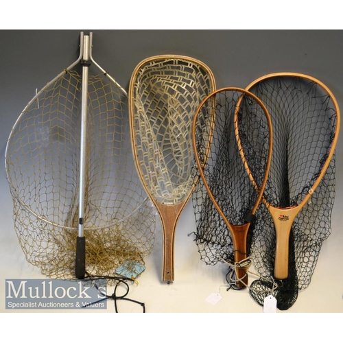 91a - Collection of various modern wooden tennis racket style trout landing nets et al (4) - Abu Garcia Pr... 
