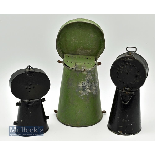 117 - 3x Early Gentle Chutes Accessories  incl a black Japanned chute with folding front ventilated lid a... 