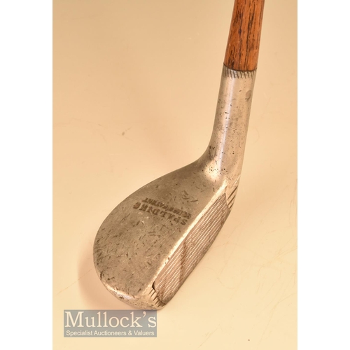 107 - Spalding Youdes patent alloy mallet head putter with lead face insert fitted with a full length peri... 