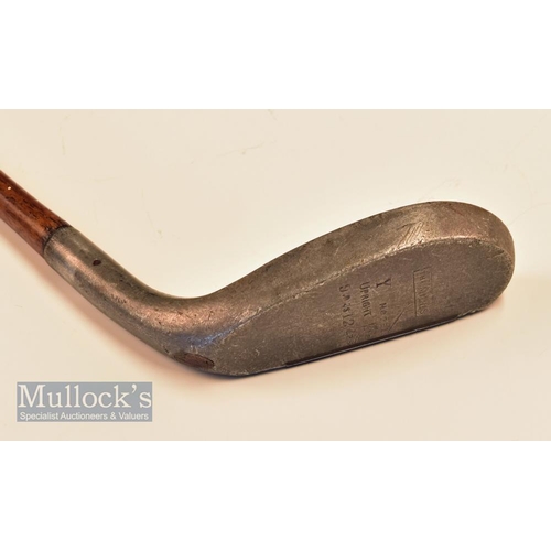 108 - Unusual The Mills Y model long nose alloy mallet head putter upright lie with central metal face ins... 