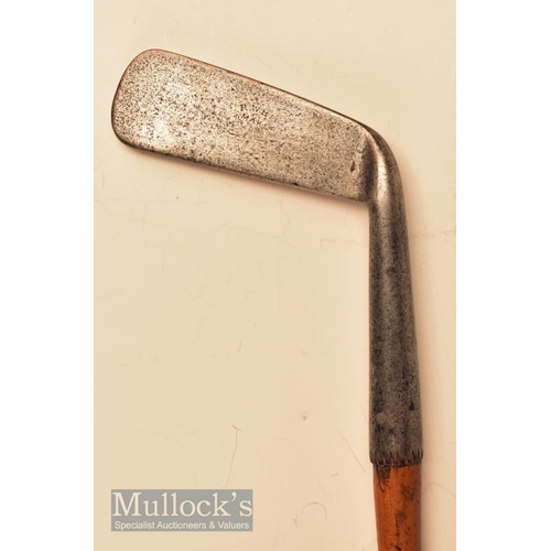 112 - R White Maker St Andrews thick heavy iron straight blade putter c1885 with deep knurling to the hose... 