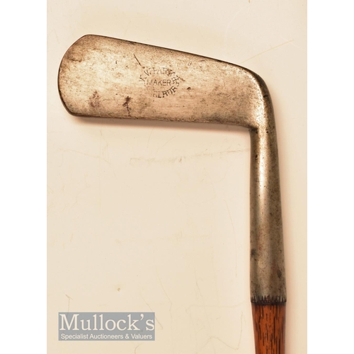 113 - W Park Maker Musselburgh heavy metal straight blade putter c1885 good oval makers stamp mark to the ... 