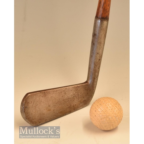 113 - W Park Maker Musselburgh heavy metal straight blade putter c1885 good oval makers stamp mark to the ... 