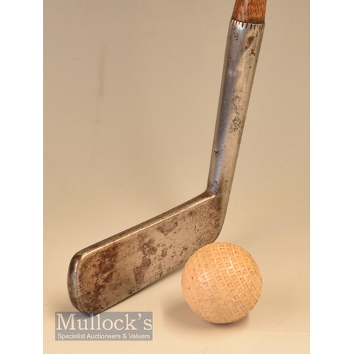 115 - Willie Wilson St Andrews straight blade metal putter c1890 c/w later hide grip