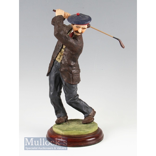 154 - The Fairweather Collection: The St Andrews Swing Ornament resin figure on wooden base with wooden go... 