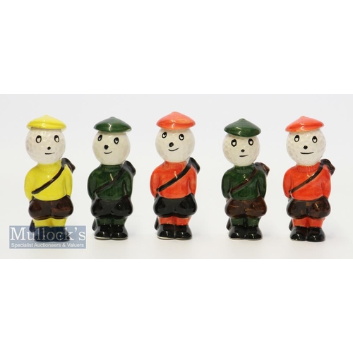 159 - 5x Carlton Ware Dunlop Style Caddie Golfing Figures  various coloured hand painted glazed figures, ... 