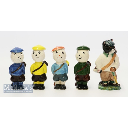 160 - Dunlop Style Caddie Golfing Figures  2x by Carlton Ware in blue and yellow, both with small chips t... 