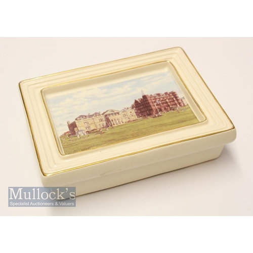 169 - Bill Waugh Golf Royal English Porcelain Card Box with ~The Royal & Ancient Clubhouse St Andrews~ and... 