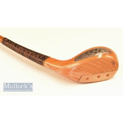 180 - Fine and early G Lowe Golden Beechwood bulger driver c1890 fitted with a full length period hide gri... 