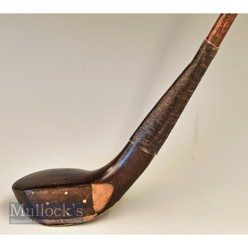 184 - R Hunter of Royal St Georges GC bulger brassie in dark stained persimmon with full face leather inse... 