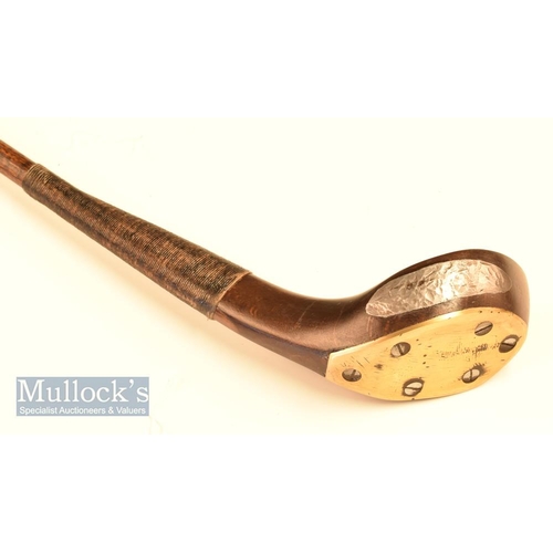 184 - R Hunter of Royal St Georges GC bulger brassie in dark stained persimmon with full face leather inse... 