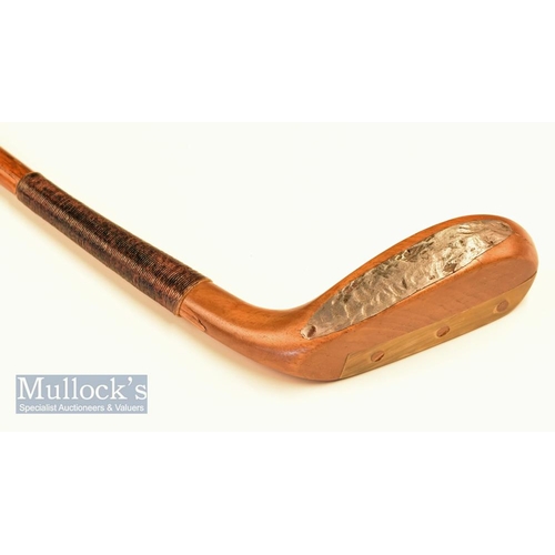 186 - R Forgan of St Andrews narrow elongated light stained persimmon putter c1895 with large back lead we... 