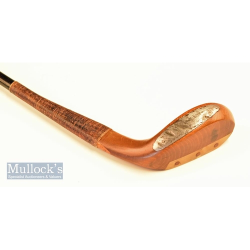 187 - Auchterlonie of St Andrews wide head late longnose putter in light stained persimmon c1895 fitted wi... 