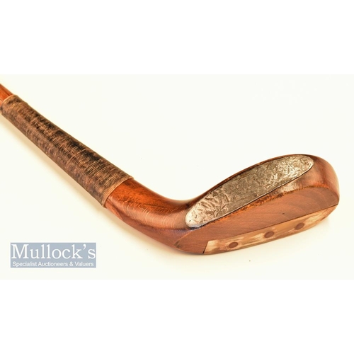 189 - Good T Morris light stained Beechwood late longnose putter fitted with full length grip and underlis... 