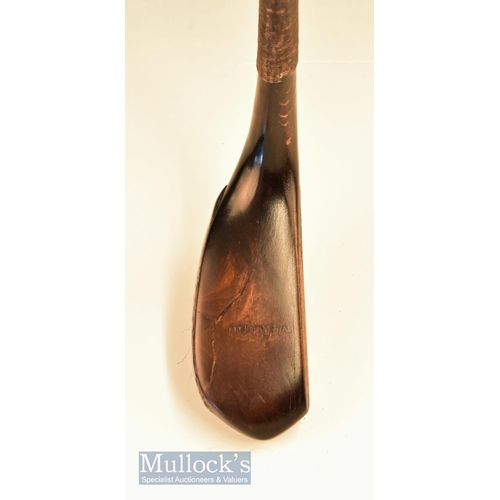 190 - c1880 McEwan long nose dark stained Beechwood putter measures 36 ½| in length overall, fitted with o... 