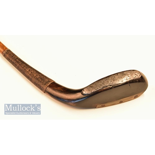 190 - c1880 McEwan long nose dark stained Beechwood putter measures 36 ½| in length overall, fitted with o... 