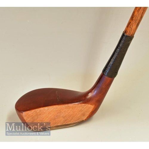 195 - Fine B Weastall dark stained deep face persimmon mallet head putter with horn sole insert, 3x rear c... 