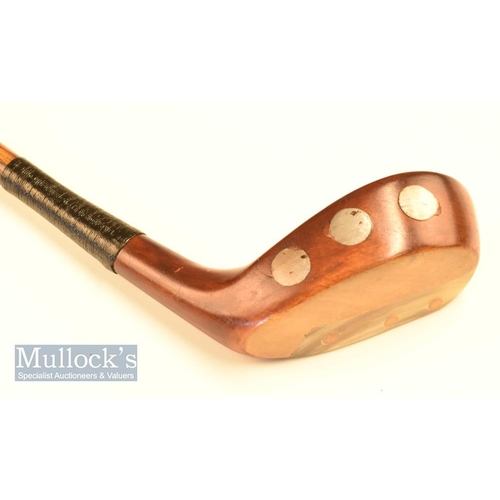 195 - Fine B Weastall dark stained deep face persimmon mallet head putter with horn sole insert, 3x rear c... 