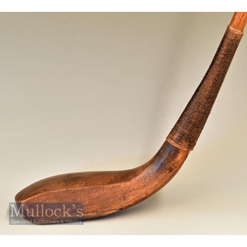 226 - Early Andrew Forgan of St Andrews fruitwood baffing spoon c1870 with a very curved lofted face, the ... 