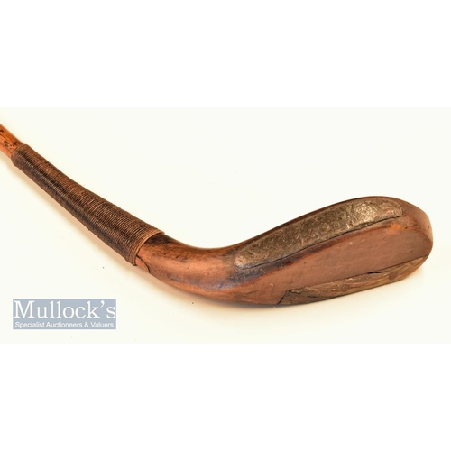 226 - Early Andrew Forgan of St Andrews fruitwood baffing spoon c1870 with a very curved lofted face, the ... 