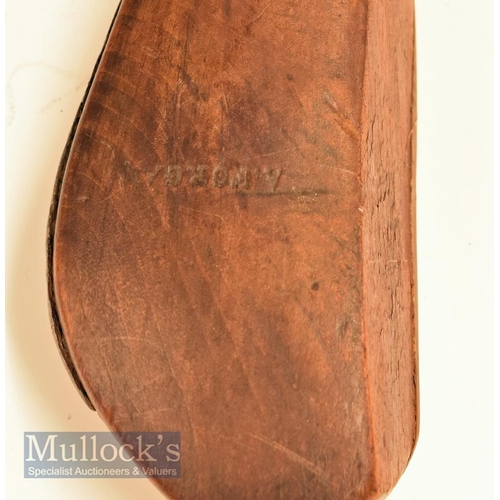 226 - Early Andrew Forgan of St Andrews fruitwood baffing spoon c1870 with a very curved lofted face, the ... 