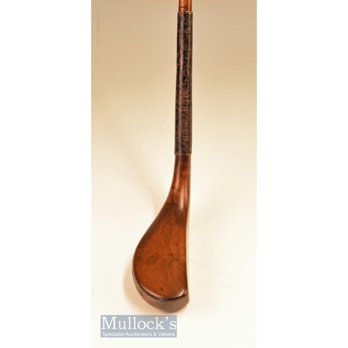 227 - c1840 Featherball era long nose putter in stained fruitwood with a 1| face depth x 6| head length x ... 