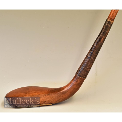 227 - c1840 Featherball era long nose putter in stained fruitwood with a 1| face depth x 6| head length x ... 