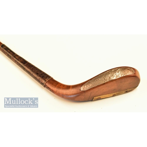 227 - c1840 Featherball era long nose putter in stained fruitwood with a 1| face depth x 6| head length x ... 