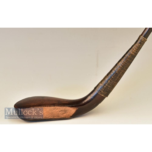 231 - c1860 R Kirk long nose play club in dark stained Beechwood with a 5 ½| x 1 ¾| x 1| head and measures... 