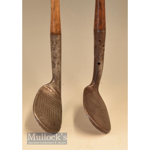 30 - Pair of good niblicks a Maxwell model stamped HL Curtis with traditional wide sole and oversized hea... 