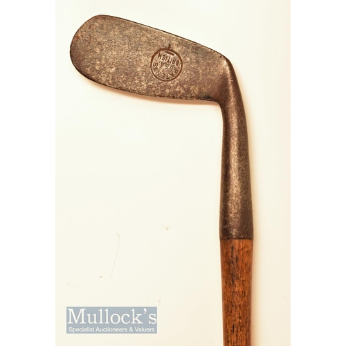 48 - The Paxie Myles patent round backed left hand cleek stamped with the US and British Patent mark to t... 