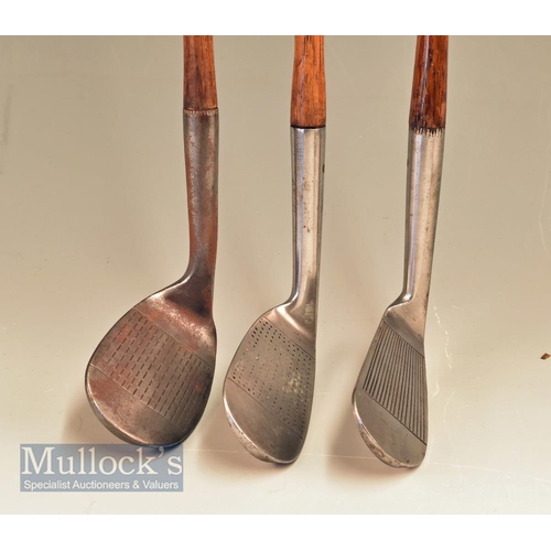 51 - 3x Tom Morris St Andrews irons including a Lillywhites mussel back No4 Mashie a mashie niblick and a... 