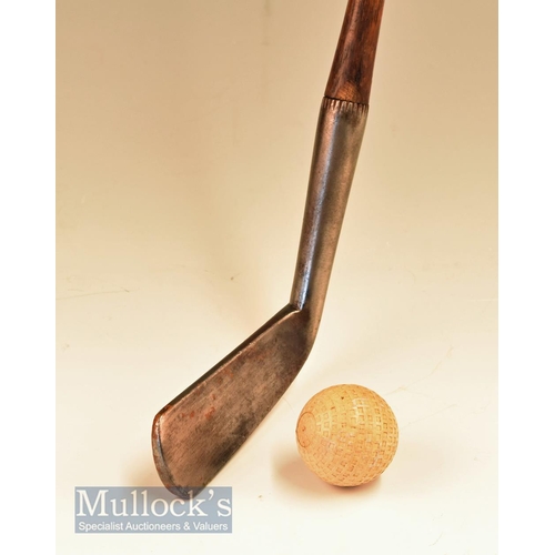 53 - Tom Morris St Andrews c1890 cleek with bow saw cleek mark to the head fitted with original full hide... 