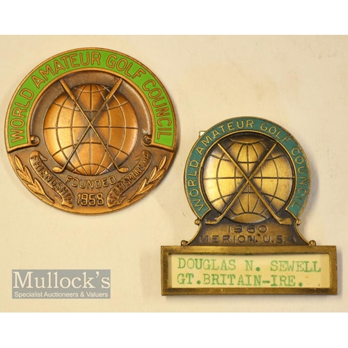 589 - 2x 1960 American World Amateur Golf Council Members Badge and 3rd Place Winners medal  held at Meri... 