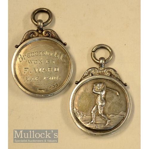 593 - 2x early 1900s Brancaster Golf Club (Royal West Norfolk Golf Club Est 1892) silver hallmarked monthl... 