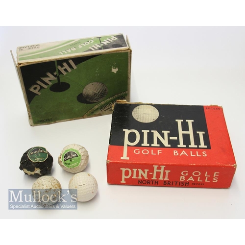 607 - Collection of North British Rubber Co Ltd Pin-Hi Golf Balls and golf ball boxes (6)  2x makers Rece... 